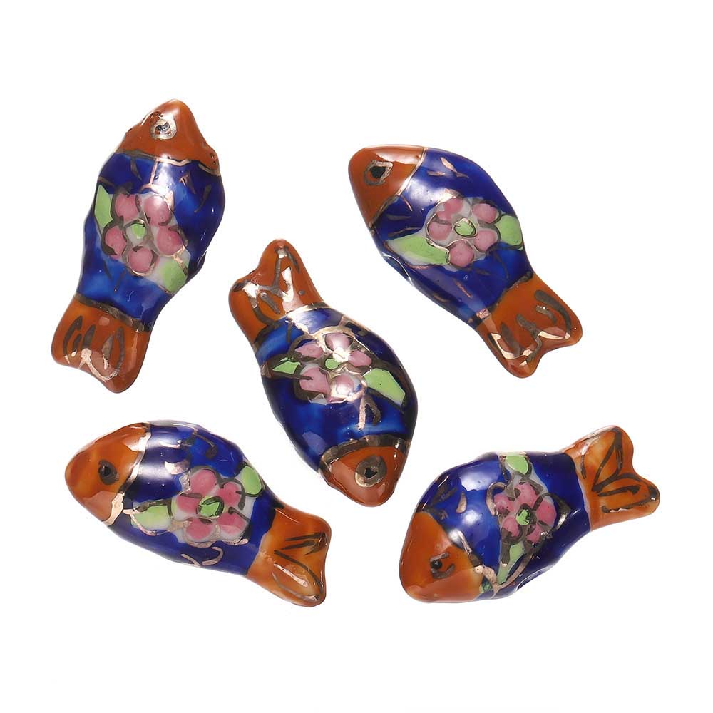 fiasrel 1bundle High-Temperature Glazed Ceramic Beads – Star, Seashell, Conch, Owl & Elephant Shapes Beads for DIY Jewelry Making