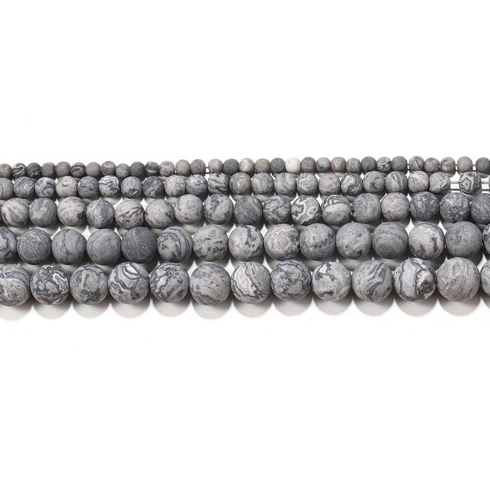 fiasrel 1bundle 4-12mm Frosted Map Stone Beads DIY Jewelry Accessories, Semi-finished Loose Beads for Crafting