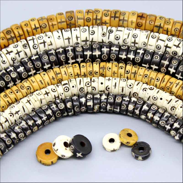fiasrel 1bundle Ox Bone Carved Tibetan-style Cross Spacer Beads