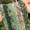 fiasrel 1bundle 2-4mm Natural Stone Faceted Beads Jewelry Supplies - Amethyst, Green Tourmaline DIY Loose Beads Wholesale