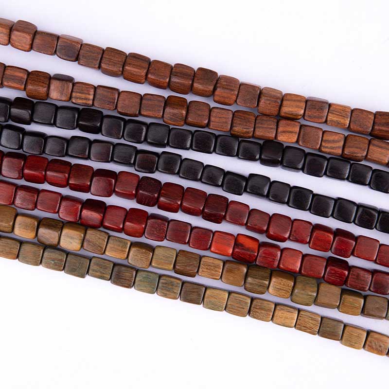 fiasrel 1bundle Assorted Square Wooden Beads Argentine Green Sandalwood EbonyBloodwood & Black Rosewood – DIY Loose Beads for Jewelry Making