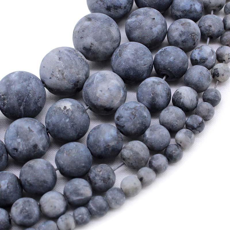 fiasrel 1bundle 4-12mm Matte Natural Black Flash Stone Loose Beads Wholesale DIY Cross-border Round Bead Earrings Necklace Jewelry