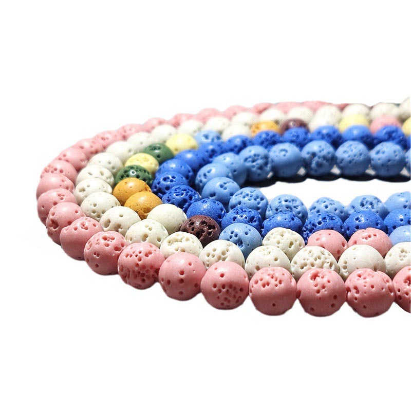 fiasrel 1bundle Natural Volcanic Stone Round Beads