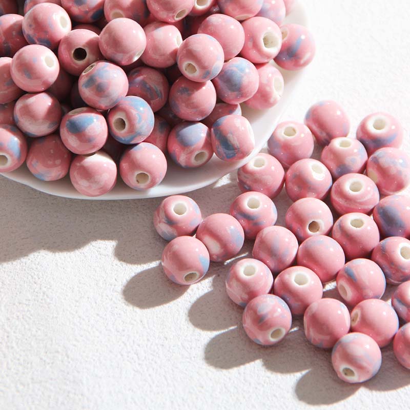 fiasrel 1bundle Natural SugarAgate Loose Beads Round Gemstone DIY Crystal Jewelry – Haze Blue & Black Half-Candy Bracelet