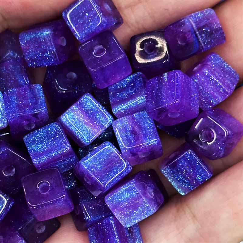 fiasrel 1bundle 8mm Cat's Eye Beads Bracelet Kit - Black Sugar Cube Spacer Beads for DIY Jewelry Making & Phone Strap Accessories