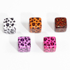fiasrel 1bundle Leopard Print Square Acrylic Beads with Straight Holes for DIY Keychains & Phone Charms Accessories