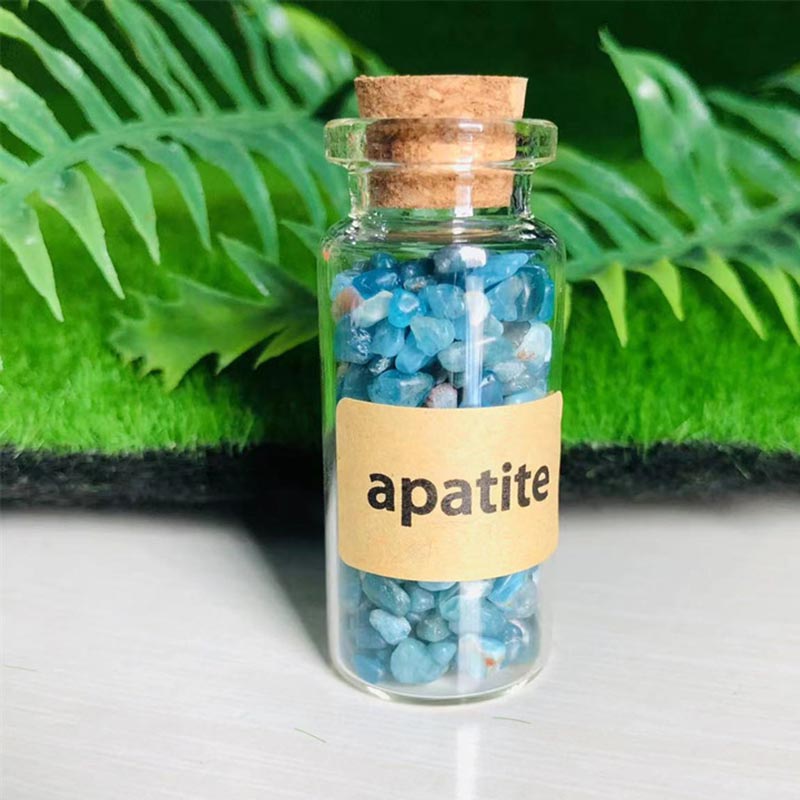 fiasrel 1bundle Natural Crystal Chips in Bottle - Small Granule Aroma Diffuser Stones & Wish Bottle/Dream Jar Labels