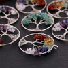 fiasrel Natural Stone Crystal Tree of Life Pendant - Colorful Wire Wrapped Money Tree Necklace DIY Jewelry Pendant Accessory