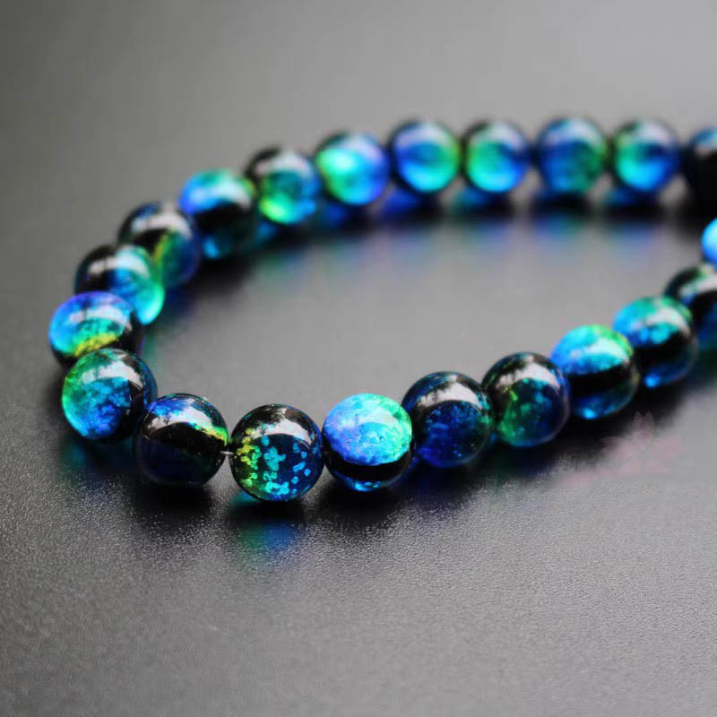 fiasrel 1bundle Galaxy Handmade Glass Beads – Glow in the Dark Round Beads for DIY Jewelry, Bracelet & Necklace Stringing Supplies