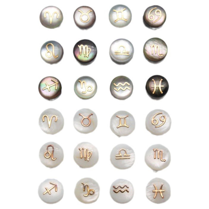 fiasrel 1bundle Gold Foil Zodiac Spacers – DIY Handmade Jewelry Supplies for Bracelets & Necklaces