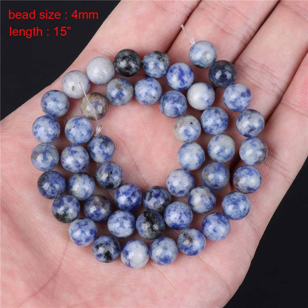fiasrel 1bundle Blue Speckled Stone Beads – Square Spacers Irregular & Round Beads for DIY Bracelets