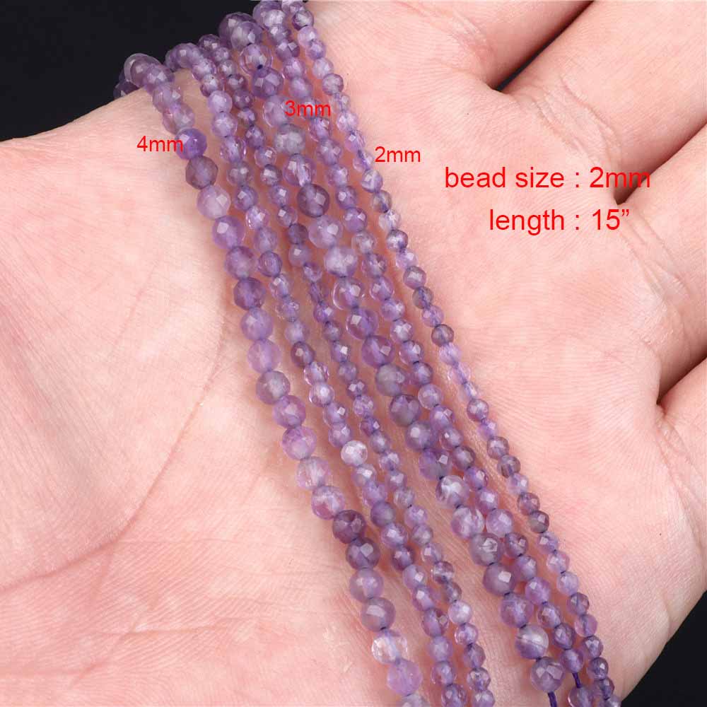 fiasrel 1bundle Natural Amethyst Beads – Faceted Abacus & Round Beads for DIY Bracelet Necklaces