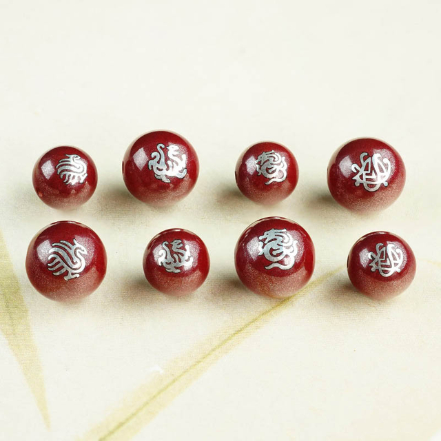 fiasrel 1bundle Cinnabar Bracelet with Silver Four Symbols - Purple-Gold Sand Inlaid Four Divine Beasts