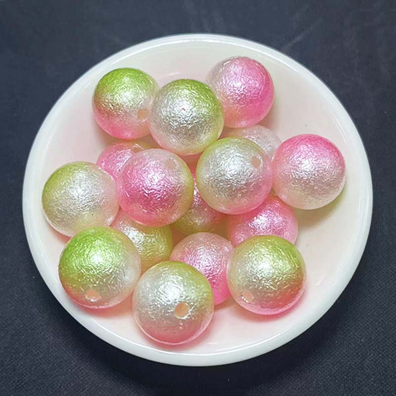 fiasrel 1bundle 16mm Wrinkled Acrylic Beads Gradient Color Straight-Hole Beads for DIY Crafts