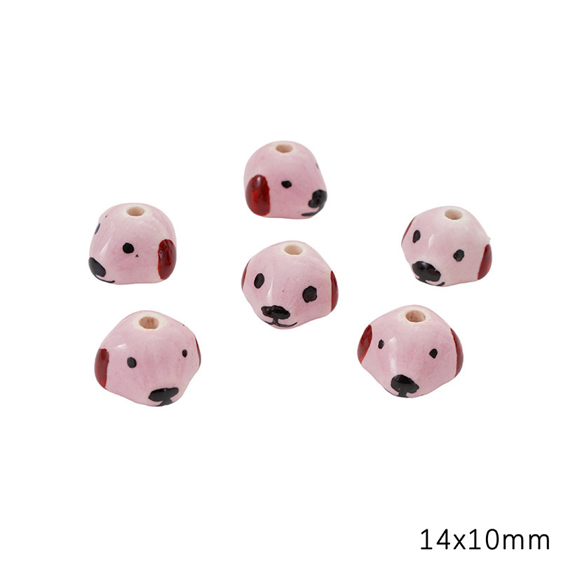fiasrel 1bundle Hand-Painted Cute Standing Dog & Fox Ceramic Beads DIY Craft Supplies for Handmade Bracelets & Jewelry Making