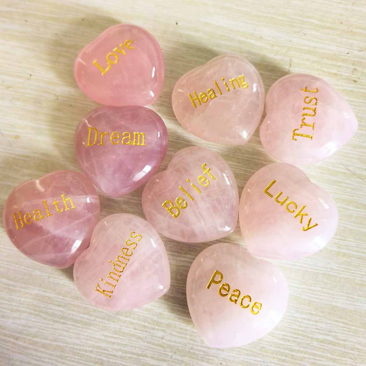 fiasrel 1bundle Natural Rose Quartz 30mm Raw Stone – Engraved Heart Wish Stone Pocket-Sized Stress Relief DIY Jewelry