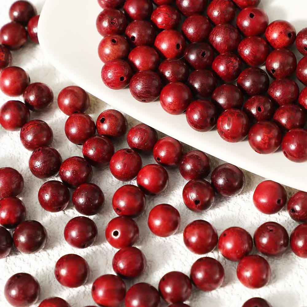 fiasrel 1bundle 8MM Wooden Beads Assortment – Natural Solid Wood Round Beads for Vintage Chinese-style DIY Bracelet & Necklace Crafting