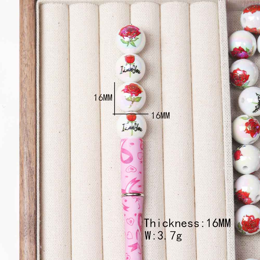 fiasrel 1bundle Rose Bouquet Printed Loose Beads – DIY Beads for Phone Charms & Keychains