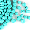 fiasrel 1bundle Turquoise-Pattern Carved Beads - Imitation Turquoise Pumpkin & Dragon Motif Round Loose Beads