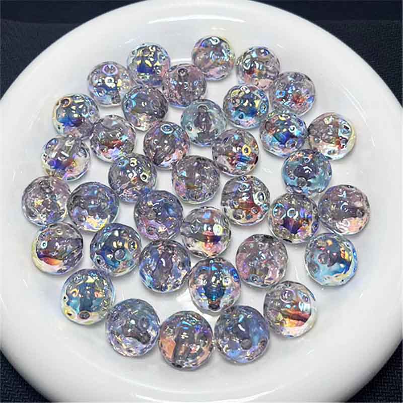 fiasrel 1bundle Iridescent Beads Translucent Meteorite-Effect DIY Beading Supplies for Phone Charms & Jewelry