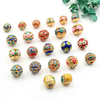 Ancient Gold-Enamel Cloisonné Beads – Hand-Painted Drip-Glaze Round & Barrel Spacer Beads with Through-Hole for DIY Necklaces/Bracelets