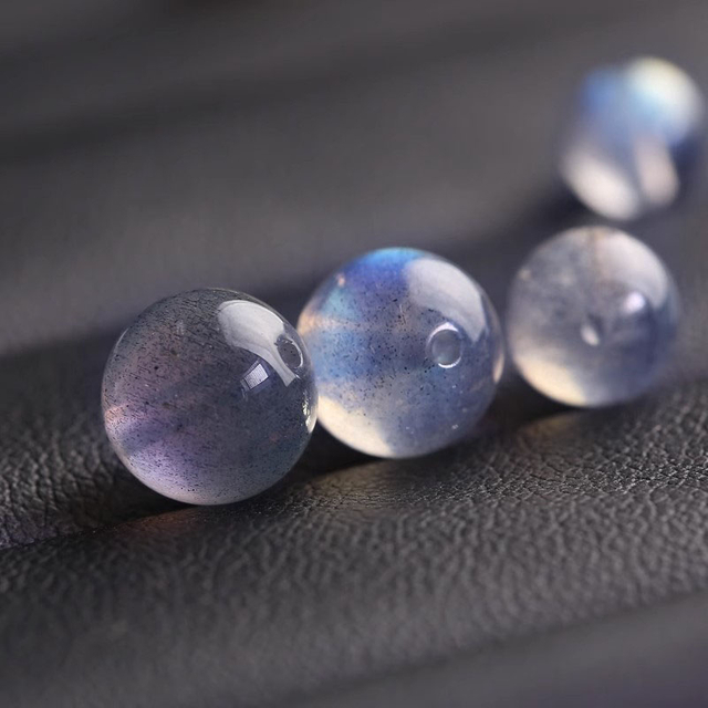 fiasrel Loose Gray-Blue Moonstone Beads – Round Semi-Finished DIY Beads for Handmade Jewelry Stringing