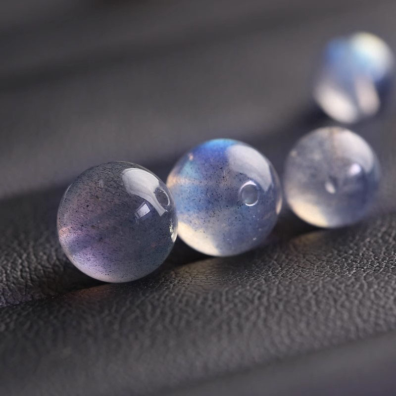 fiasrel Loose Gray-Blue Moonstone Beads – Round Semi-Finished DIY Beads for Handmade Jewelry Stringing