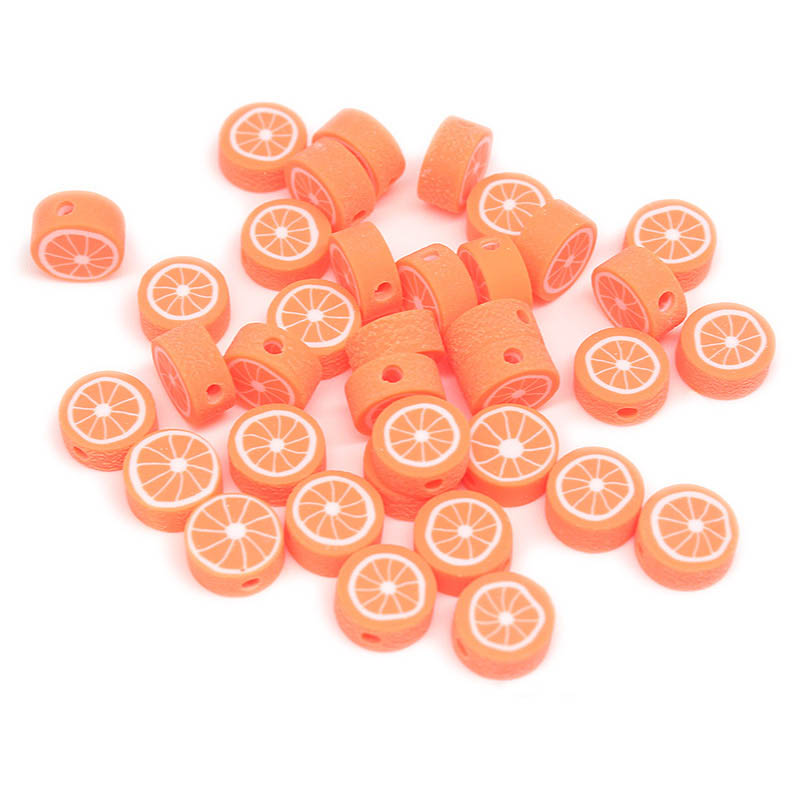 Fiasrel 1000pcs 10mm Fruit soft ceramic beads - oranges