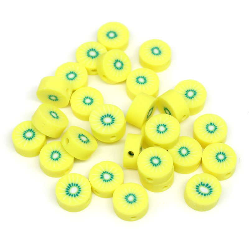 Fiasrel 1000pcs 10mm Fruit Soft clay beads - kiwi fruit
