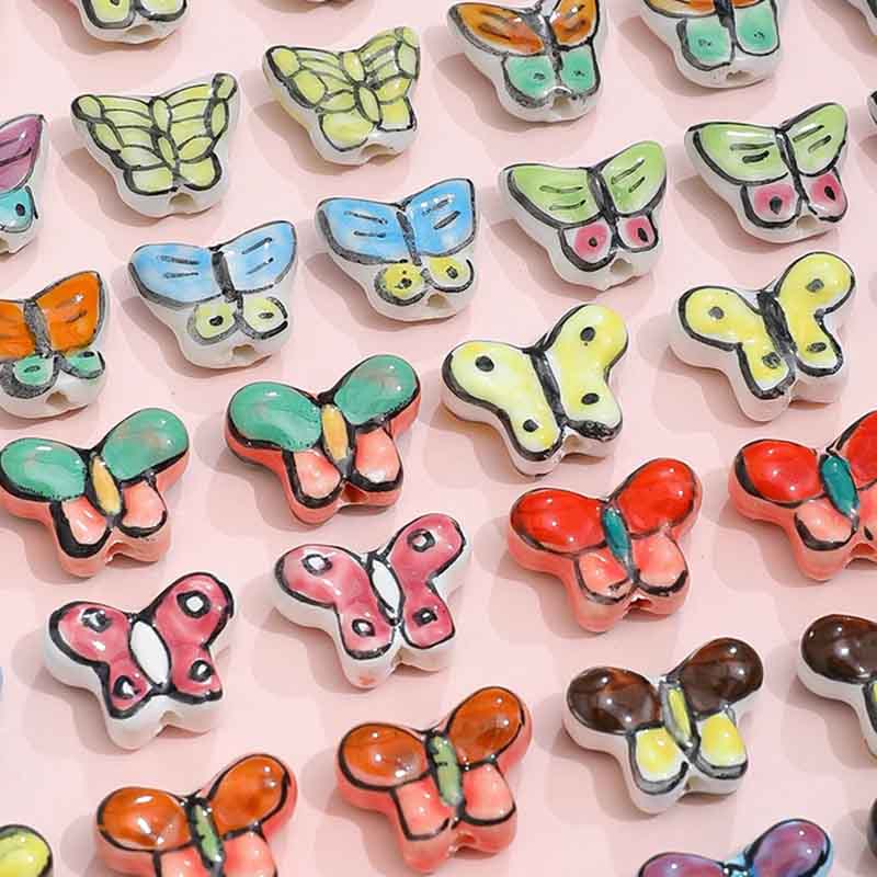 Fiasrel Hand-painted butterfly ceramic beads