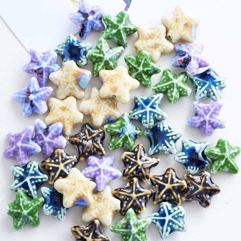 Fiasrel Printed starfish ceramic beads