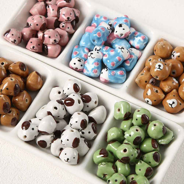 Fiasrel Cute hand-painted animal ceramic beads
