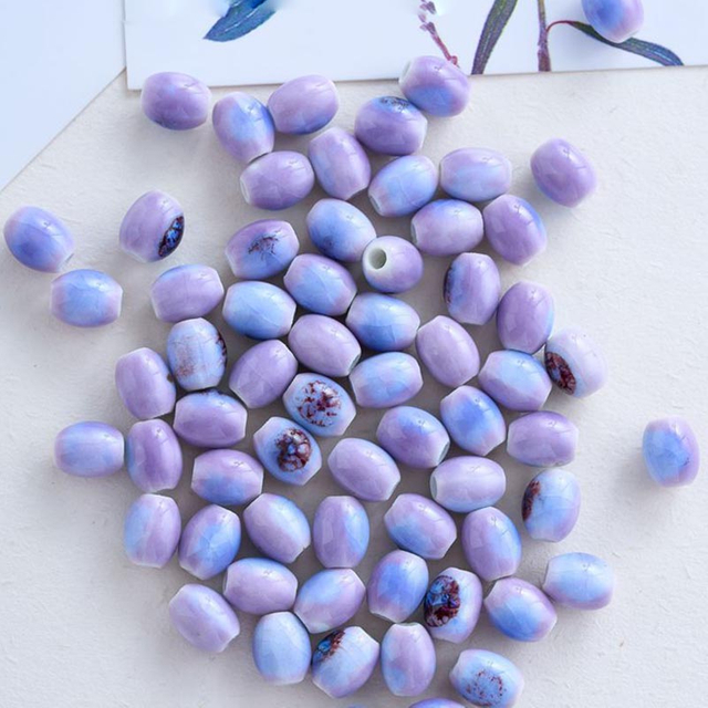Fiasrel 10pcs Purple series ceramic beads