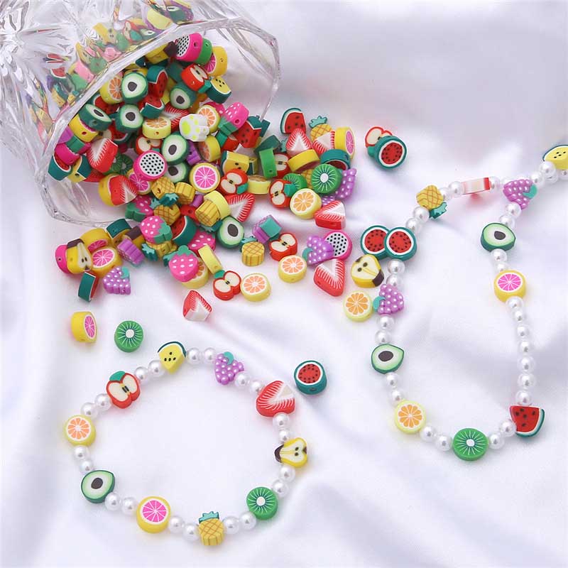 Fiasrel 30pcs Cute fruit soft clay beads