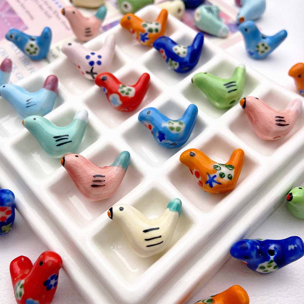 Fiasrel Cute hand-painted bird ceramic beads