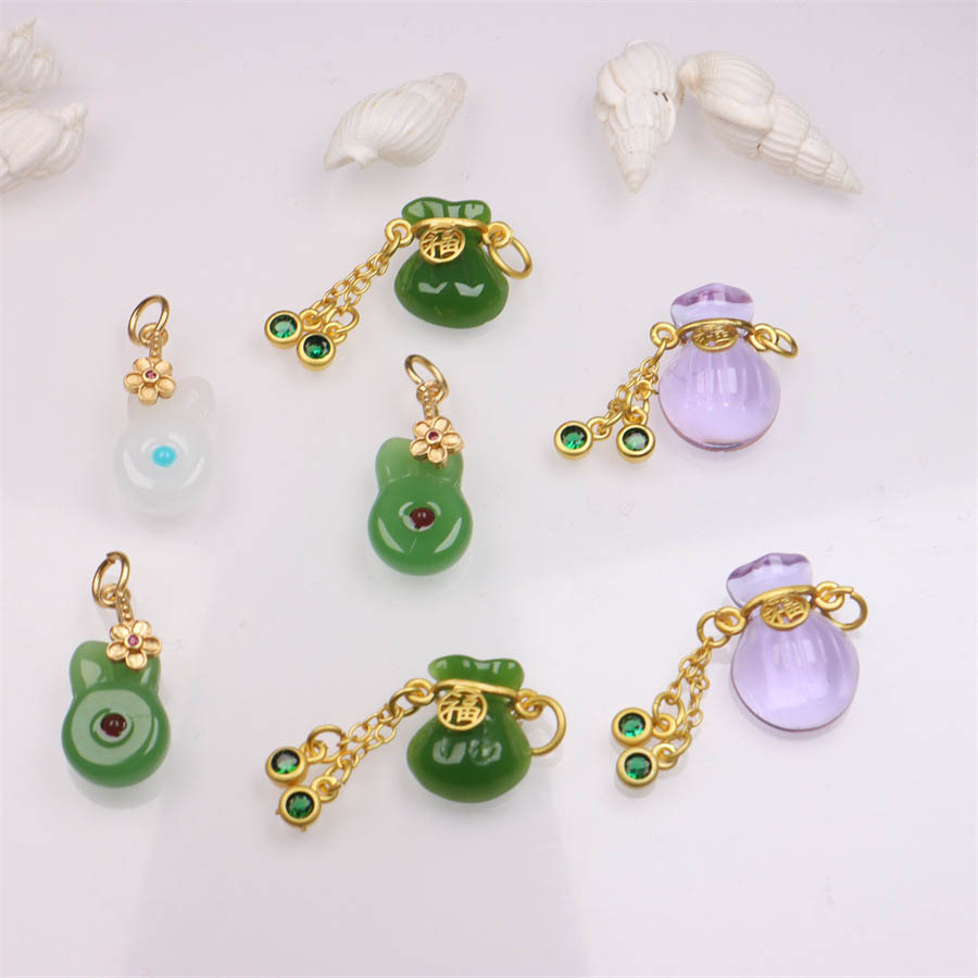 Fiasrel diy Lucky bag jade Drop Pendant