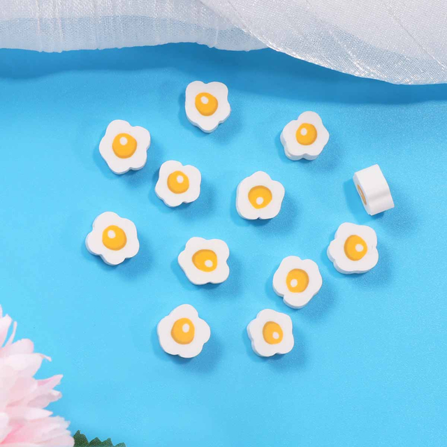 Fiasrel 100pcs Fried egg beads and soft clay beads