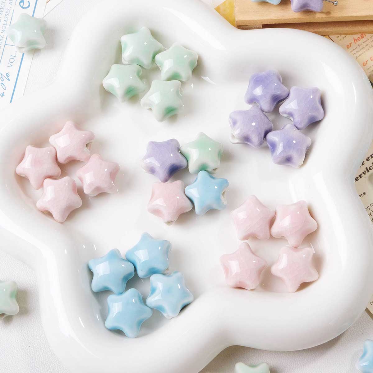 Fiasrel Ceramic stars and scattered beads