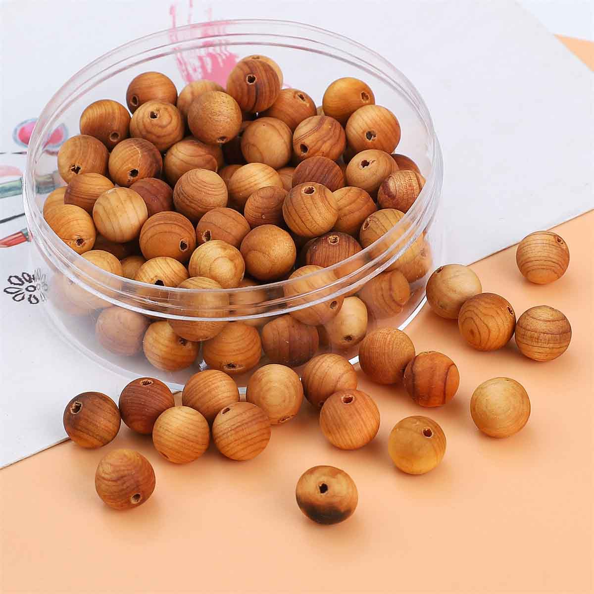 Fiasrel Natural wood bead round bead diy jewelry