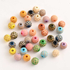 Fiasrel Carved Multi-Color Checkered Wooden Beads