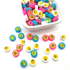 Fiasrel 100pcs Mixed-color smiley face soft clay spacer beads