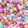 Fiasrel 6/8/10/12mm Colored printed soft clay beads