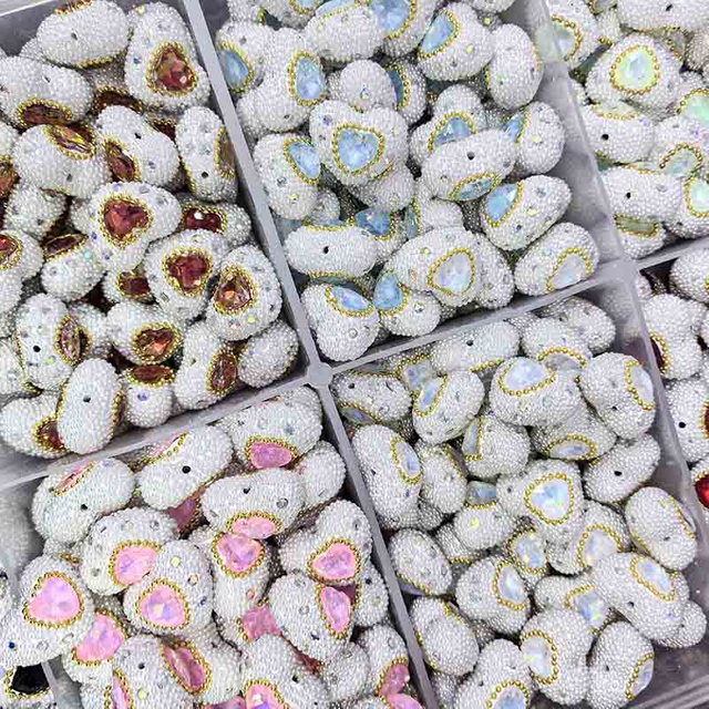 Fiasrel 5pcs Clay heart-shaped drill DIY Shamballa Beads