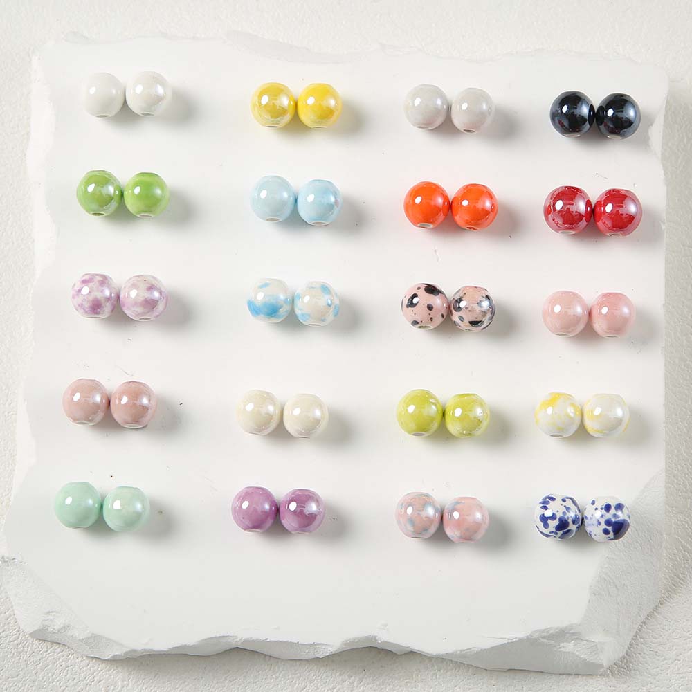 Fiasrel 10mm Colored tinted ceramic beads