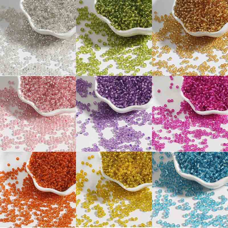 Fiasrel 15g 2-4mm Silver-Lined Glass Seed Beads