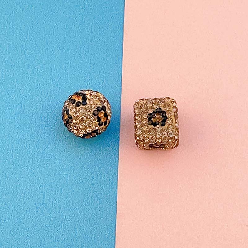 Fiasrel 10pcs Leopard-print square soft clay DIY Shamballa Beads
