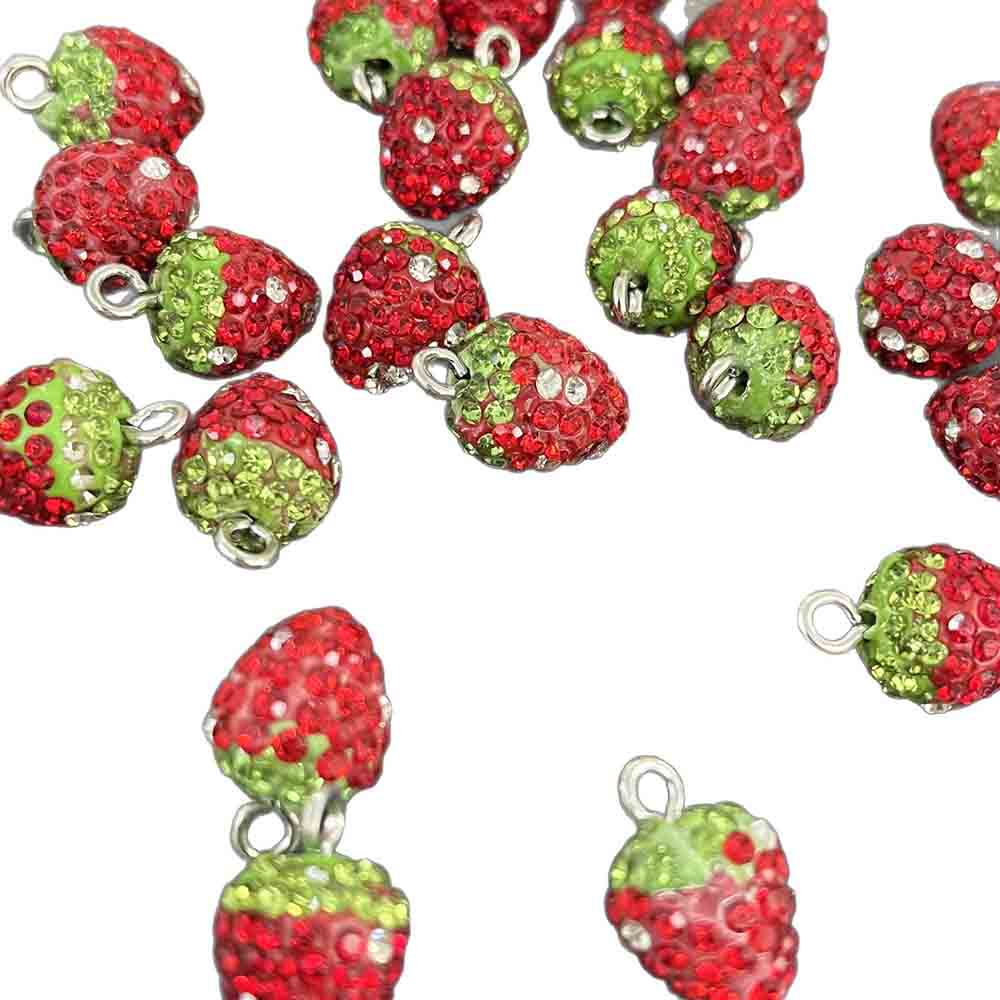 Fiasrel 100pcs Strawberry-shaped clay DIY Shamballa Beads