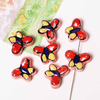 Fiasrel Red hand-painted butterfly ceramic beads