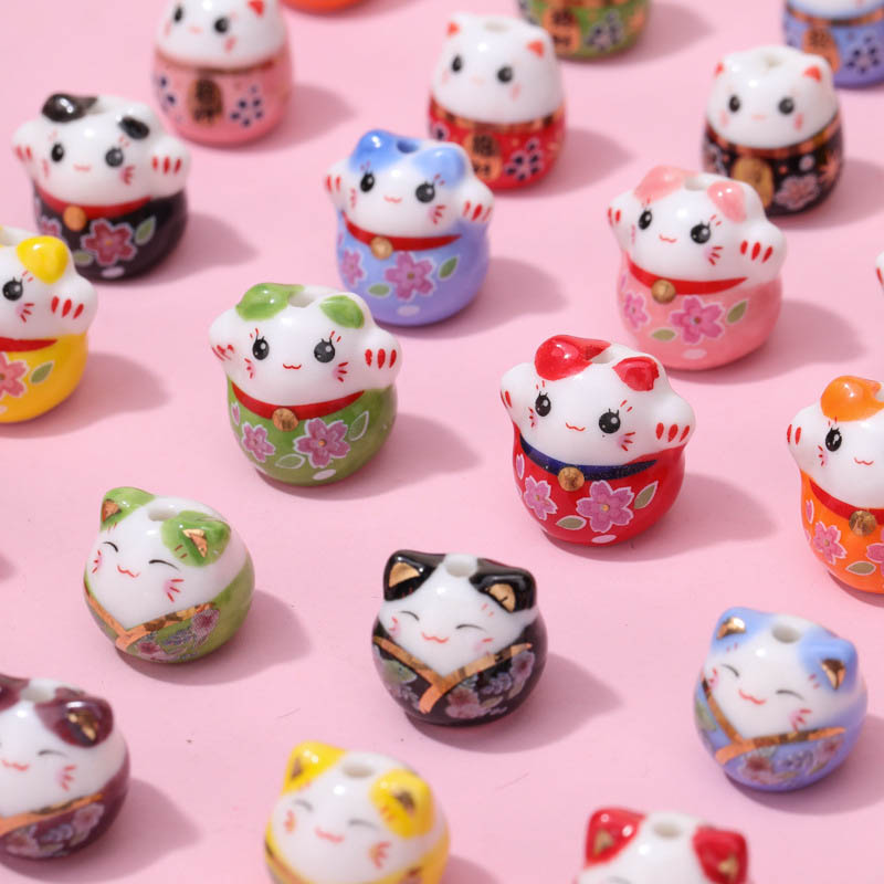 Fiasrel A-style Maneki Neko Ceramic beads