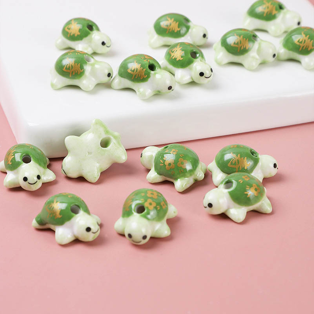 Fiasrel Cute hand-painted turtle ceramic beads